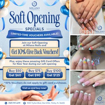 Milano Nails - MILANO NAILS SOFT OPENING SPECIALS
 LIMITED-TIME VOUCHERS AVAILABLE! - Nail Salons Near Me - Trinity, Florida