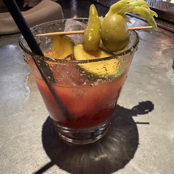 Au Cheval - Bloody Mary mini-appetizer drink! Haha, also half empty. - Burgers Near Me - New York, New York Au Cheval - Bloody Mary mini-appetizer drink! Haha, also half empty. - Burgers Near Me - New York, New York
