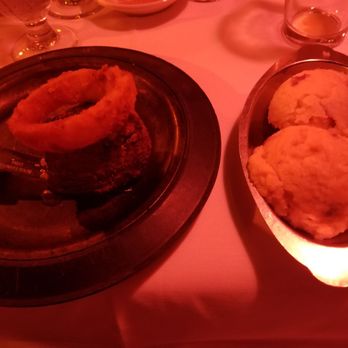 Beef 'N Bottle - 6oz filet and mashed potatoes. Pink lights make picture taking difficult. Delicious. - Steakhouses Near Me - Charlotte, North Carolina