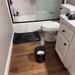 Expanded the job to include wood in the bathroom.  1/2 the bathroom had tile on the floor that didn't match anything else..