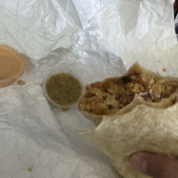 Pastrami breakfast burrito