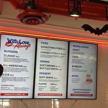 With Love Always - Menu as of Oct 30th 2025 - Burgers Near Me - Las Vegas, Nevada