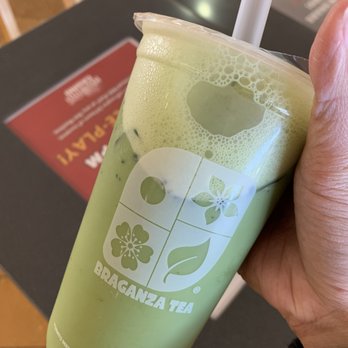 Braganza Tea - Matcha Milk Tea w/ soy, less sweet, extra scoop of matcha - Coffee & Tea Near Me - Olympia, Washington