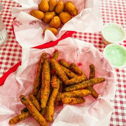 Bell Buckle Cafe - Fried green beans with cucumber wasabi and corn nuggets