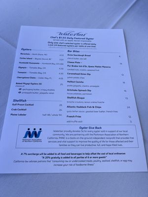 Menu photo 1 Waterbar San Francisco, CA Menu photo 1 Waterbar San Francisco, CA