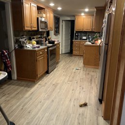 Ignore the mess but look at the beautiful new floors they installed.