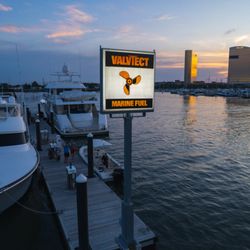 Sunset over Kammerman's Marina, with our Valvtect fuel dock and the Atlantic City skyline in the background.
