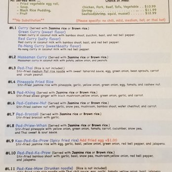 Thai Cuisine - Lunch menu - Thai Near Me - Albuquerque, New Mexico