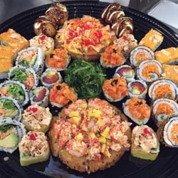 Sushi Shop - 40 piece platter with an extra order of sushi pizza Authentik