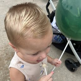 I told her I had been growing out the top of his hair, she took a giant chunk out of the front anyway I told her I had been growing out the top of his hair, she took a giant chunk out of the front anyway