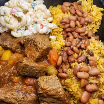Matt's Latin BBQ - Beef stew with yellow rice red beans & mac - Barbeque Near Me - Orlando, Florida Matt's Latin BBQ - Beef stew with yellow rice red beans & mac - Barbeque Near Me - Orlando, Florida