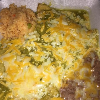 El Pilar - Steak enchiladas with verde sauce, rice and refried beans - Mexican Near Me - Riviera Beach, Maryland