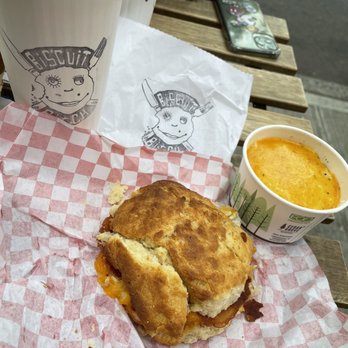 Biscuit Bitch - Bacon cheese egg biscuit, cheesy grits, americano. - Breakfast & Brunch Near Me - Seattle, Washington