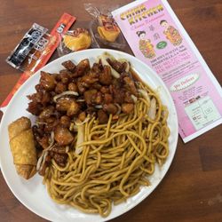 China Kitchen - Bourbon Chicken combo with a lo mein