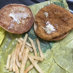 McDonald's - I came to order food and this is what I get,where is the mayo and lettuce?? The fries I get are cold.C'mon do better guys.
