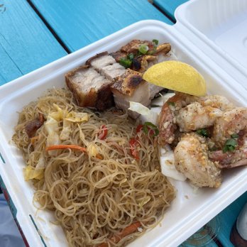 Da Soriano Grindz - Combo roasted pork belly, garlic shrimp, noodles - Filipino Near Me - Kahului, Hawaii Da Soriano Grindz - Combo roasted pork belly, garlic shrimp, noodles - Filipino Near Me - Kahului, Hawaii
