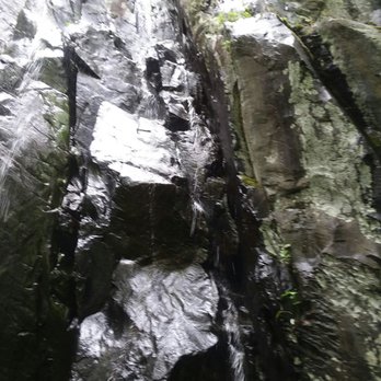 White Oak Canyon Trail - This is looking up at the cliffs spitting out water like a shower - Hiking Near Me - Syria, Virginia