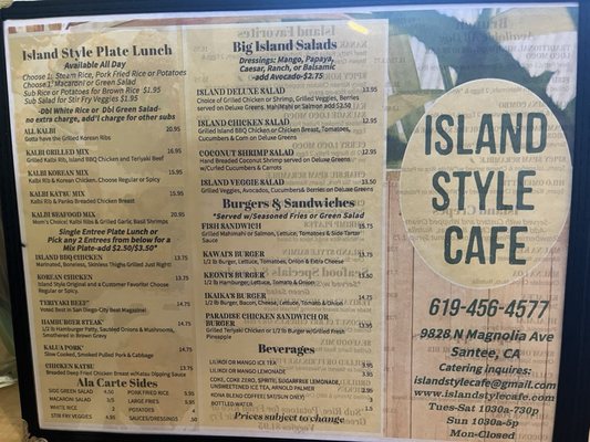 Menu photo 8 Island Style Cafe Santee, CA Menu photo 8 Island Style Cafe Santee, CA