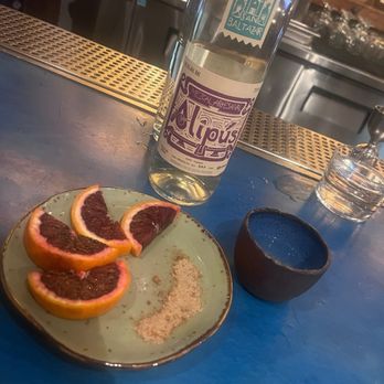 Fish Gaucho - Mezcal shot with blood orange - Mexican Near Me - Paso Robles, California Fish Gaucho - Mezcal shot with blood orange - Mexican Near Me - Paso Robles, California