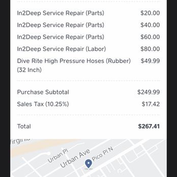 In2Deep Diving - Second receipt of repairs - Scuba Diving Near Me - Santa Monica, California In2Deep Diving - Second receipt of repairs - Scuba Diving Near Me - Santa Monica, California