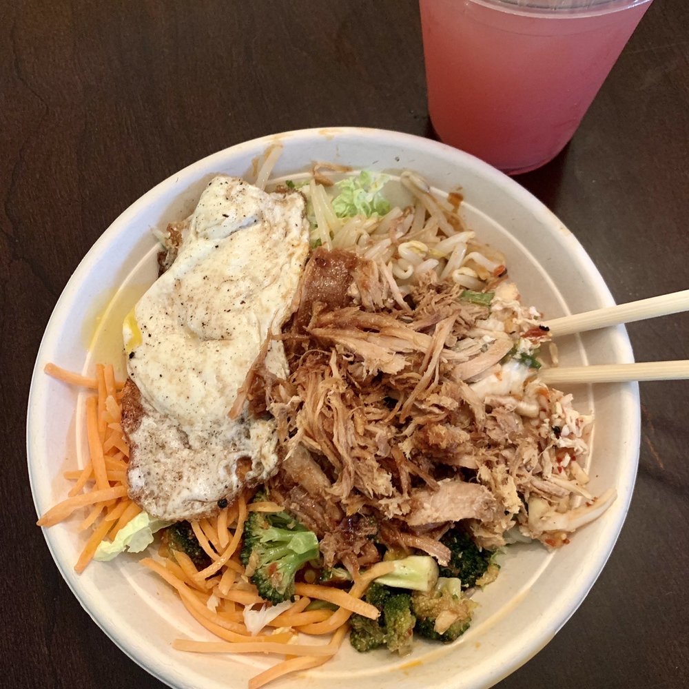 korean bbq pork bowl and strawberry lemonade korean bbq pork bowl and strawberry lemonade