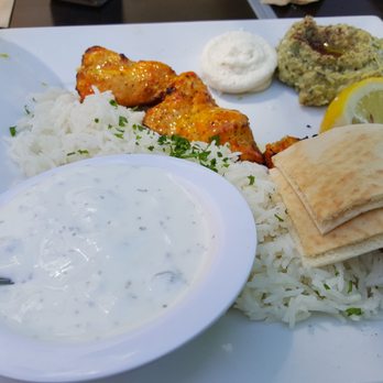 Sidewalk Grill - #1 Chicken Kabob plate with babaganoush and tzatziki. - Mediterranean Near Me - Los Angeles, California