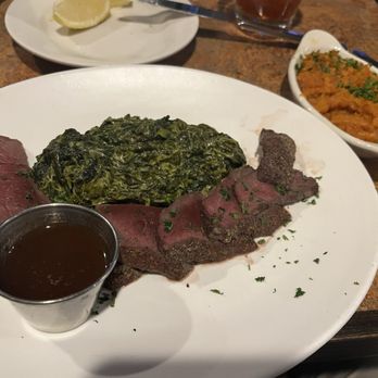Rib & Chop House - Elk steak with cream spinach and Carrot soufflé - Steakhouses Near Me - Saint George, Utah Rib & Chop House - Elk steak with cream spinach and Carrot soufflé - Steakhouses Near Me - Saint George, Utah