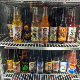 Just a few of the large selection of unique sodas Just a few of the large selection of unique sodas