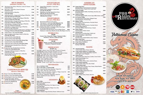 Menu photo 4 Pho Dragon Restaurant New York, NY Menu photo 4 Pho Dragon Restaurant New York, NY