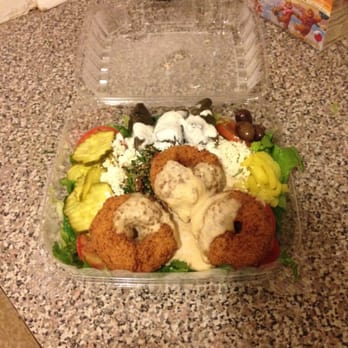 East Side Pockets - Falafel and dolma combo salad, still pretty after a bumpy ride home - Middle Eastern Near Me - Providence, Rhode Island East Side Pockets - Falafel and dolma combo salad, still pretty after a bumpy ride home - Middle Eastern Near Me - Providence, Rhode Island