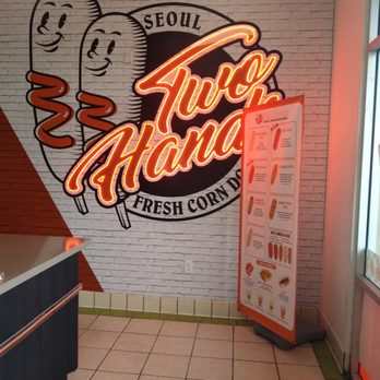 Two Hands Corn Dogs - Wall inside the store - Korean Near Me - East Los Angeles, California