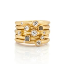 Shibumi Gallery - Stacker rings in 18k Yellow Gold with Diamond