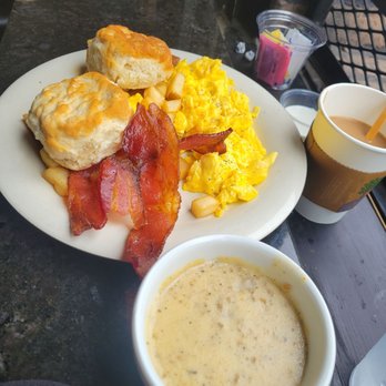 The Diner - Biscuits with gravy on the side, bacon eggs and potatoes - New American Near Me - Nashville, Tennessee The Diner - Biscuits with gravy on the side, bacon eggs and potatoes - New American Near Me - Nashville, Tennessee