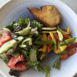 Azure - Chicken schnitzel. Veggies and side salad - Modern European Near Me - Brooklyn, New York