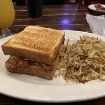 Hochatown Saloon - Toaster Sandwich, a definite must! With a side of hash brown - Sports Bars Near Me - Broken Bow, Oklahoma