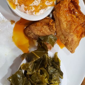 Johnny's Farm House - Fried chicken with sweet potato casserole and collard greens - Chicken Shop Near Me - Concord, North Carolina Johnny's Farm House - Fried chicken with sweet potato casserole and collard greens - Chicken Shop Near Me - Concord, North Carolina