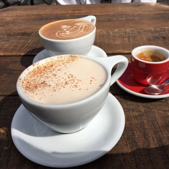Hub Coffee Roasters - Chai in front, mocha in back and a shot of espresso. - Coffee Roasteries Near Me - Reno, Nevada