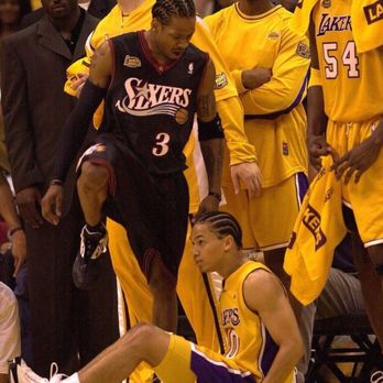 Philadelphia 76ers - Allen Iverson stepping over Tyronn Lue in the 2001 NBA Finals. Iconic. - Professional Sports Teams Near Me - Philadelphia, Pennsylvania Philadelphia 76ers - Allen Iverson stepping over Tyronn Lue in the 2001 NBA Finals. Iconic. - Professional Sports Teams Near Me - Philadelphia, Pennsylvania