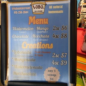Lobo's Ice Cream - Menu - Desserts Near Me Lobo's Ice Cream - Menu - Desserts Near Me