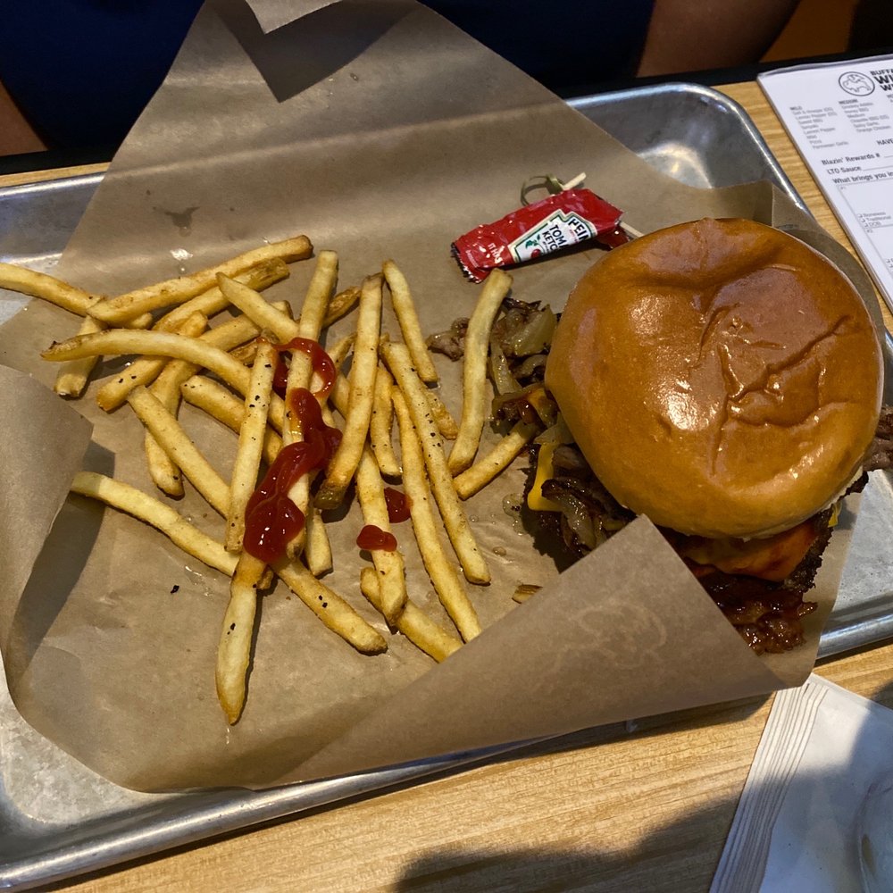 Buffalo Wild Wings - Smoked Brisket Burger and 6 fries. - American Near Me - Plano, Texas
