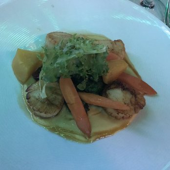 Latitudes - Sunset Key Cottages - Pan seared scallops with corn polenta - Seafood Near Me - Key West, Florida Latitudes - Sunset Key Cottages - Pan seared scallops with corn polenta - Seafood Near Me - Key West, Florida