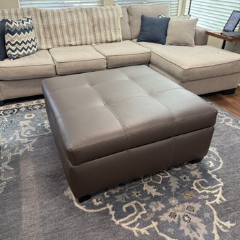 Drapes & Fabrics by Vincent - Faux leather ottoman - Interior Design Near Me - Anaheim, California