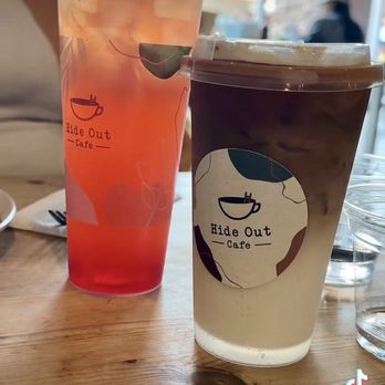Hide Out Cafe - Gummy Bear (Ice Only) and  iced Vanilla Latte - Cafes Near Me - Rowland Heights, California