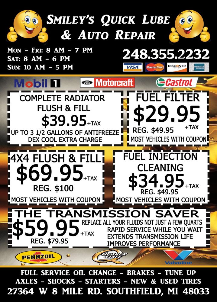 SMILEY’S QUICK LUBE & AUTO REPAIR Updated October 2024 27364 W 8