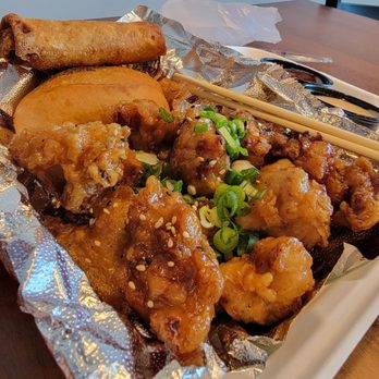 Rice N Go - Chicken Box with a Philly Cheese Steak egg roll. - Korean Near Me - Cleveland, Tennessee