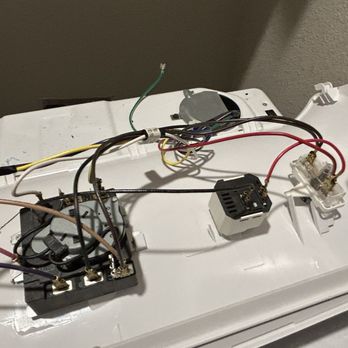 KLH Services - Kevin carefully took apart the control wiring on my dryer to access the lower portion of the drum. - Plumbing Near Me KLH Services - Kevin carefully took apart the control wiring on my dryer to access the lower portion of the drum. - Plumbing Near Me