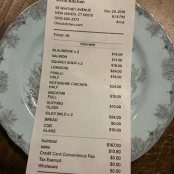 Olmo - Really bummed to discover I was charged twice (x2) for my single order of "Silky Mild" Sake. Confirmed with my meal mates we only ordered 1. - Sandwiches Near Me - New Haven, Connecticut
