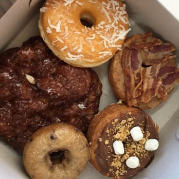 Mama's Donuts - Bear claw, maple bacon, glazed coconut, smores cronut & a blueberry cake - Donuts Near Me - Van Nuys, California Mama's Donuts - Bear claw, maple bacon, glazed coconut, smores cronut & a blueberry cake - Donuts Near Me - Van Nuys, California