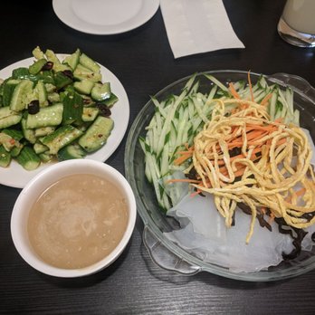 Yummy Yummy Dumplings - Cucumber app, North something salad. That sesame sauce on the side was - Chinese Near Me - Toronto, Ontario