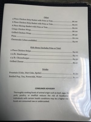 Menu photo 3 Tug's Onawa, IA